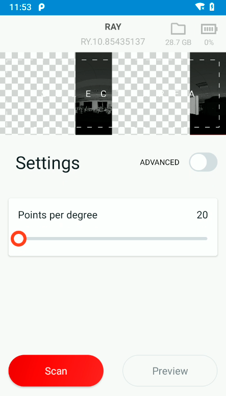 Scanners screen and permissions
