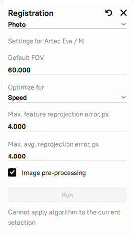 Photo-registration parameters