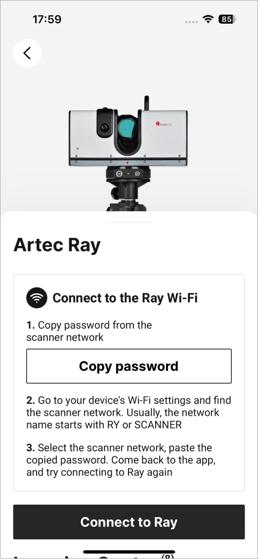 iOS manual connection to Ray